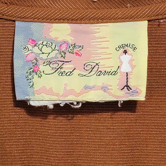 Fred David Chemise VTG Brown Button Front Shirt with Flap Pockets 70s 80s READ - Picture 3 of 6